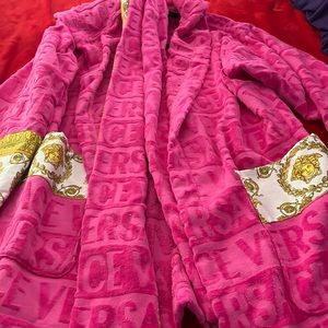 Versace Pink Hooded Robe-Large